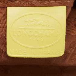 Pre Owned Longchamp Yellow Leather Small Le Pliage Tote