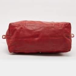 Pre Owned Longchamp Red Leather Le Pliage Cuir Tote
