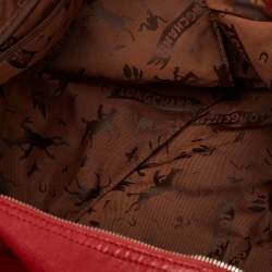 Pre Owned Longchamp Red Leather Le Pliage Cuir Tote