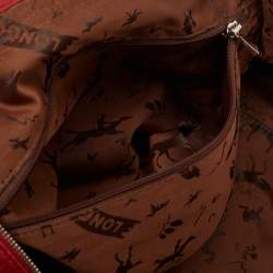 Pre Owned Longchamp Red Leather Le Pliage Cuir Tote