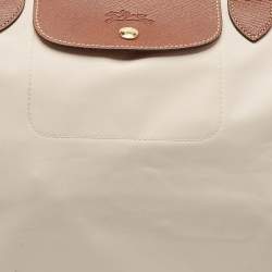 Longchamp Light Beige/Brown Nylon Large Le Pliage Tote