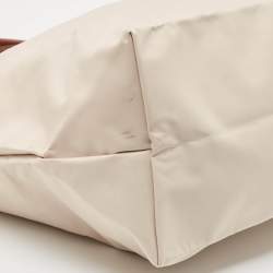 Longchamp Light Beige/Brown Nylon Large Le Pliage Tote