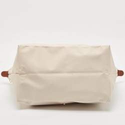 Longchamp Light Beige/Brown Nylon Large Le Pliage Tote