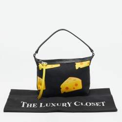Pre Owned Longchamp x Mr Bags Black/Yellow Fabric Cheese Pochette