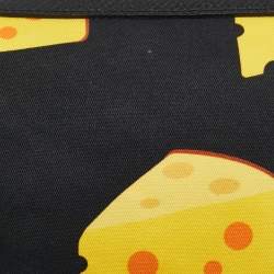 Pre Owned Longchamp x Mr Bags Black/Yellow Fabric Cheese Pochette