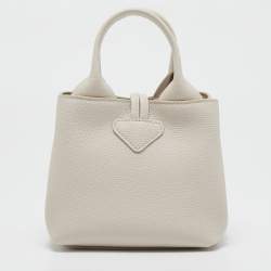 Pre Owned Longchamp Ivory Leather Roseau XS Bag