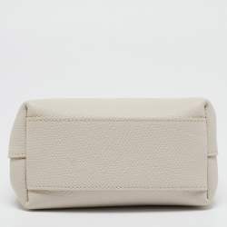 Pre Owned Longchamp Ivory Leather Roseau XS Bag