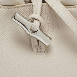 Pre Owned Longchamp Ivory Leather Roseau XS Bag