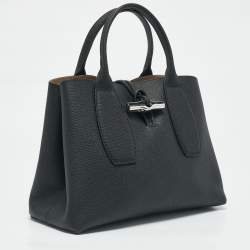 Longchamp Black Leather Roseau Tote