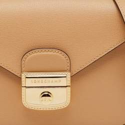Longchamp Beige Leather Le Pliage Heritage Flap Crossbody Bag