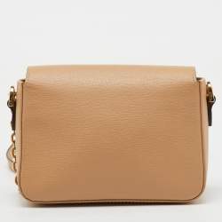 Longchamp Beige Leather Le Pliage Heritage Flap Crossbody Bag