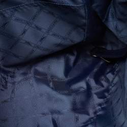 Pre Owned Longchamp Navy Blue Leather Tassel Detail Zip Tote