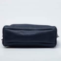 Pre Owned Longchamp Navy Blue Leather Tassel Detail Zip Tote