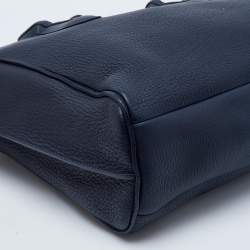 Pre Owned Longchamp Navy Blue Leather Tassel Detail Zip Tote