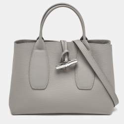 Longchamp Grey Leather Roseau Tote