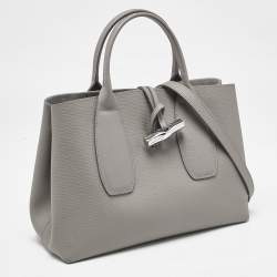 Longchamp Grey Leather Roseau Tote