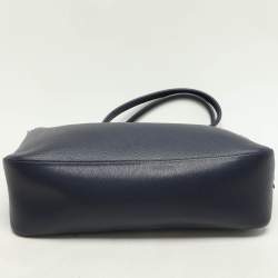 Pre Owned Longchamp Navy Blue Leather Roseau Tote