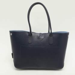 Pre Owned Longchamp Navy Blue Leather Roseau Tote