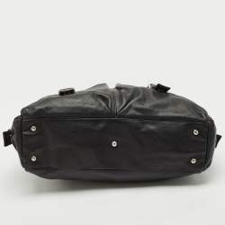 Longchamp Black Leather Multiple Pocket Satchel