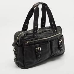 Longchamp Black Leather Multiple Pocket Satchel
