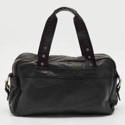 Longchamp Black Leather Multiple Pocket Satchel