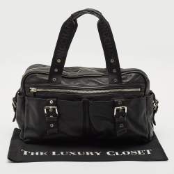 Longchamp Black Leather Multiple Pocket Satchel
