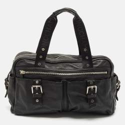 Longchamp Black Leather Multiple Pocket Satchel