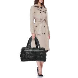 Longchamp Black Leather Multiple Pocket Satchel