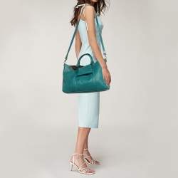 Longchamp Green Leather Large 3D Top Handle Bag