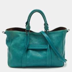 Longchamp Green Leather Large 3D Top Handle Bag