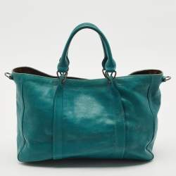 Longchamp Green Leather Large 3D Top Handle Bag