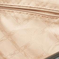 Longchamp Beige/Black Leather Tie Applique Satchel