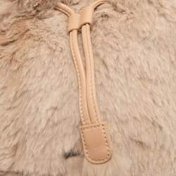 Longchamp Beige Faux Fur and Leather Give Me A Hug Bucket Bag
