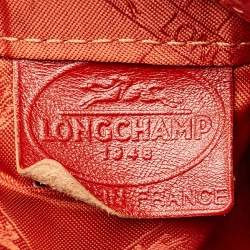 Pre Owned Longchamp Burnt Orange Croc Embossed Leather Roseau Shoulder Bag