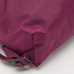 Longchamp Purple Leather and Nylon Flap Backpack