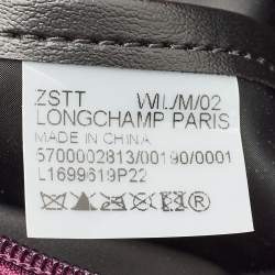 Longchamp Purple Leather and Nylon Flap Backpack
