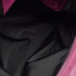 Longchamp Purple Leather and Nylon Flap Backpack