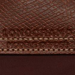 Longchamp Burgundy Leather and Nylon Le Pliage Pouch