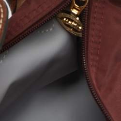 Longchamp Burgundy Leather and Nylon Le Pliage Pouch