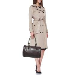 Longchamp Purple Coated Canvas and Patent Leather Derby Satchel