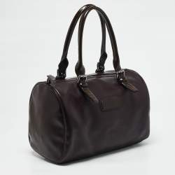 Longchamp Purple Coated Canvas and Patent Leather Derby Satchel