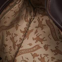 Longchamp Purple Coated Canvas and Patent Leather Derby Satchel
