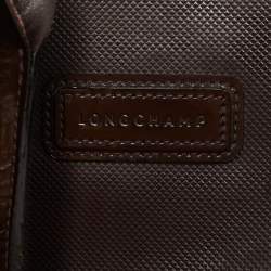 Longchamp Purple Coated Canvas and Patent Leather Derby Satchel
