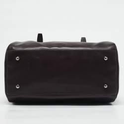 Longchamp Purple Coated Canvas and Patent Leather Derby Satchel