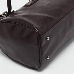 Longchamp Purple Coated Canvas and Patent Leather Derby Satchel