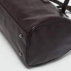 Longchamp Purple Coated Canvas and Patent Leather Derby Satchel
