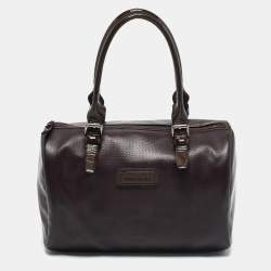 Longchamp Purple Coated Canvas and Patent Leather Derby Satchel