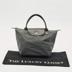 Longchamp Grey Nylon Small Short Le Pliage Tote