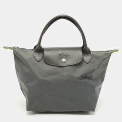 Longchamp Grey Nylon Small Short Le Pliage Tote