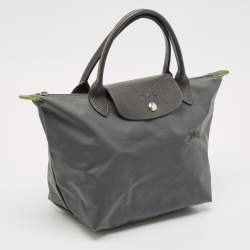 Longchamp Grey Nylon Small Short Le Pliage Tote